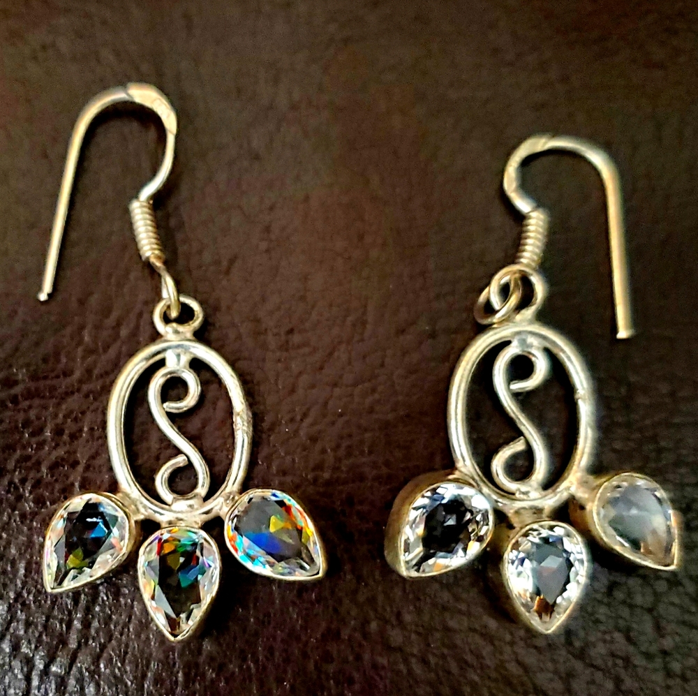 New Mercury Mystic Topaz Silver Dangle Earrings.